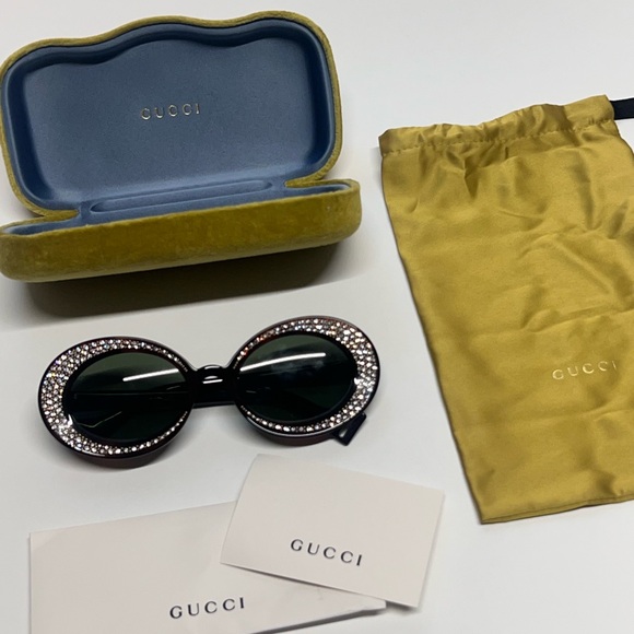 Gucci Tortoise Shell Swarovski Diamond Studded Sunglasses - Picture 5 of 10